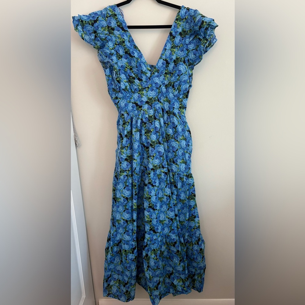 English Factory Blue Floral Maxi Dress